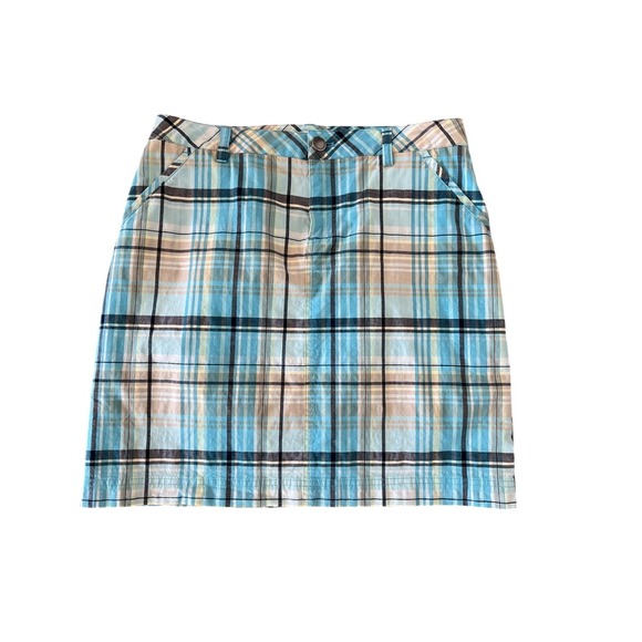 Christopher & Banks Pants - Christopher & Banks Blue Plaid‎ Cotton Blend Skort Womens 6 Pockets Golf Casual
